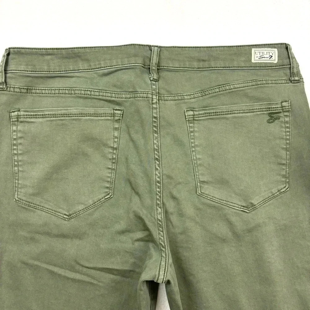 Seven7 Green Military Utility Ankle Stretch Midrise Ankle Skinny Pants Size 16 - Picture 8 of 15